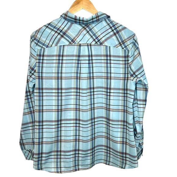 Talbots Womens Long Sleeve Plaid Cotton Button Down Shirt Size PL Blue Multi - Picture 7 of 9